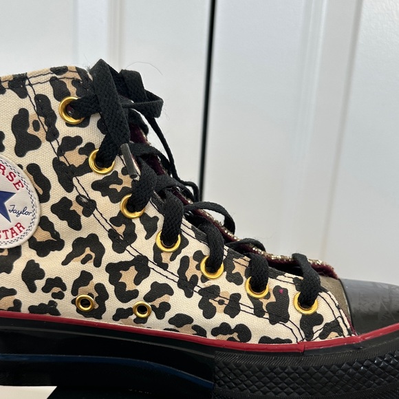 Converse Chuck Taylor All Star Lift Platform Leopard Zebra Glitter Sneakers - Picture 9 of 13